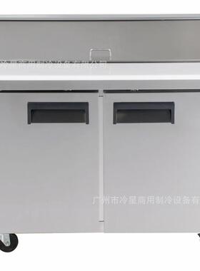 披萨冷藏保鲜工作台商用冰箱撒料台比萨开槽冷风雪柜沙拉美款冷柜