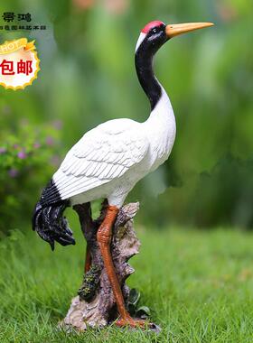 环保树脂工艺品彷真小仙鹤摆件水池假山动物鸟类雕塑庭院饰装造景