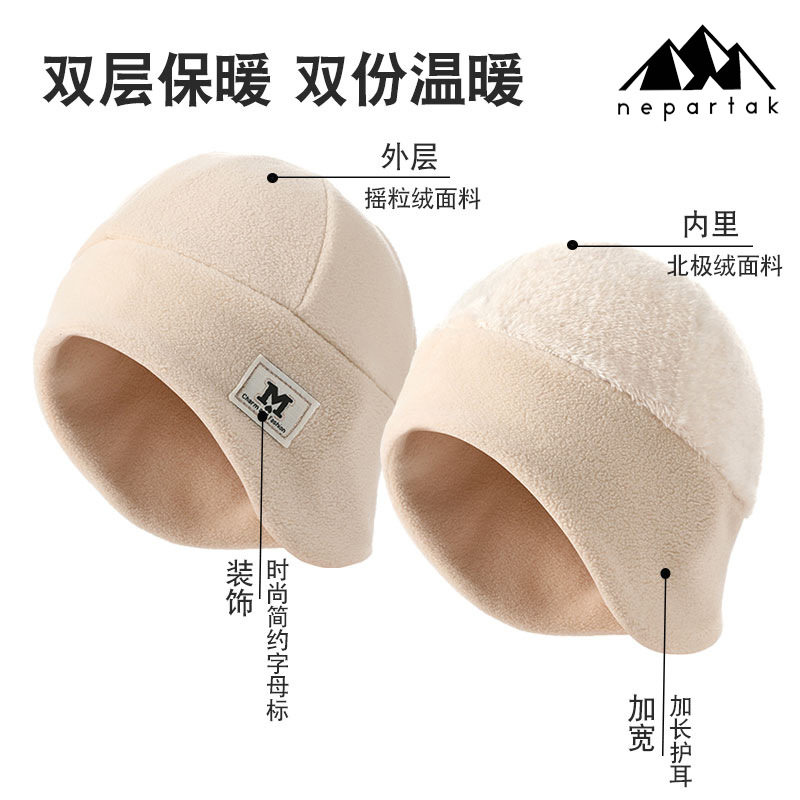 帽子女冬天骑车保暖帽防寒面罩头盔内胆帽电动车护耳防风加绒加厚 - 图0