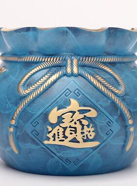 盆清仓全铜宝工艺品钱袋子乔迁开业礼品锦TBJ1369鲤公福袋办室聚