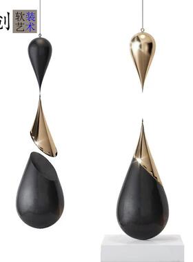 不锈钢水滴雕塑客厅玄关电视柜悬挂装饰品摆件家居饰品天花板吊饰