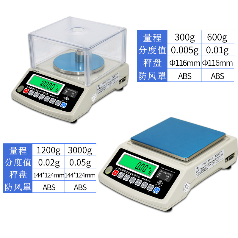 上海电子天平0.01g精密克重称0.005g毫克秤BH-300g600g3kg - 图1