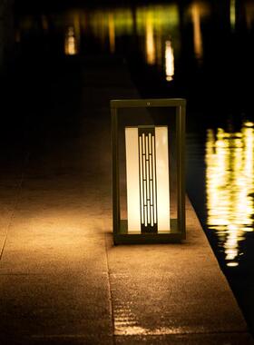 花园别墅公园户外遥控防水新中式古典柱头灯太阳能草坪灯草地灯