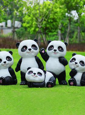 户外卡通大熊猫雕塑玻璃纤维公园林景观幼儿园样品屋展示中心草坪