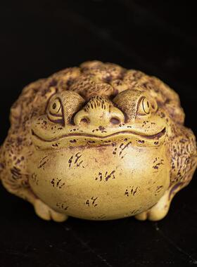 宜兴紫砂金蟾三足蟾蜍梅花金蟾茶宠摆件招财可养茶玩茶道配件