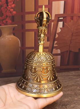 大号手摇铃铛铜铃铛金刚铜声音响亮道五股金刚家三清铃铛铜黄手摇