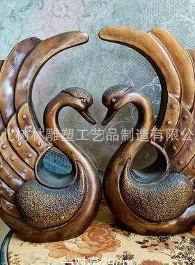 家居茶几天鹅饰品摆件 办公室桌面工艺品铜雕塑可做任何尺寸
