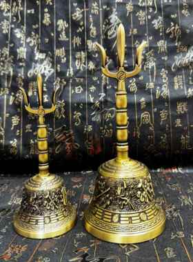 道家用品黄铜三清铃道士太极八卦三叉铃彷古八仙铃手摇铃铛八仙铃