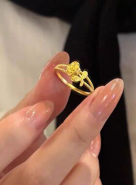 精品沙金开可调精磨砂戒指女时尚甜美轻口奢小节众致MY34073指环