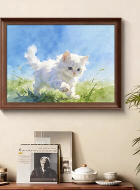 中古风猫狗电表箱装饰画咖啡厅级感媒体盒遮挡品质配电箱挂画