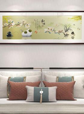 忆江南新中式主卧室床头装饰挂画 画房间花鸟大气客厅沙发背景墙