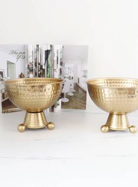 代简约IGR金属工艺三脚珠轻花器软奢摆件客厅样板房现装饰品装饰