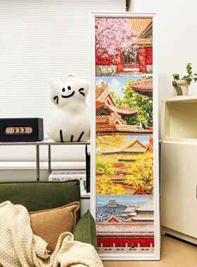 故宫四季春夏秋冬拼图相框装裱300片35*35实木画框挂墙定制外框架