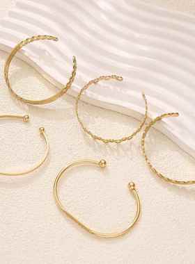 跨境热卖镂空爱心造型开口手镯套装创意设计叠戴组合手饰个性手链