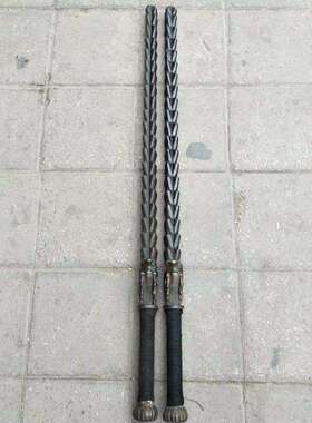 武术器械仿古做旧十八般兵器钢鞭双锏龙头实心双鞭兵器麦穗鞭