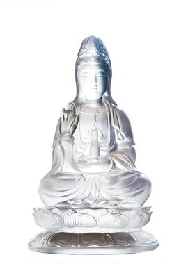 高档品水琉居璃观音菩萨佛像佛堂精家奉室内观供世音工艺品摆件结