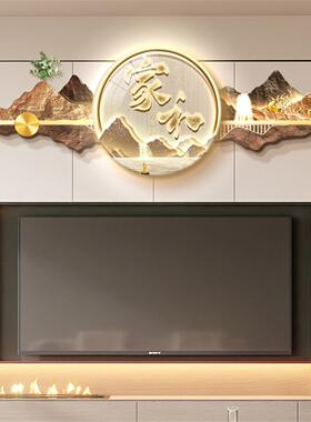 电视上方挂画2025年新款创意客厅背景墙壁画轻奢高级感山水装饰画