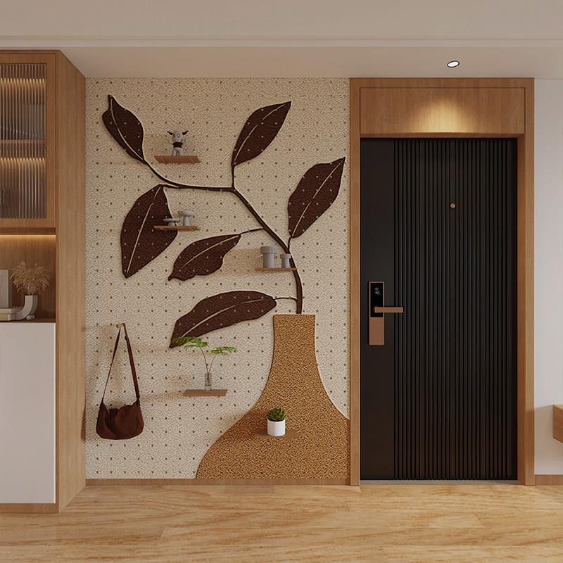 Solid wood hole board storage rack customized entrance style wall blocking meter box wall creative decoration storage