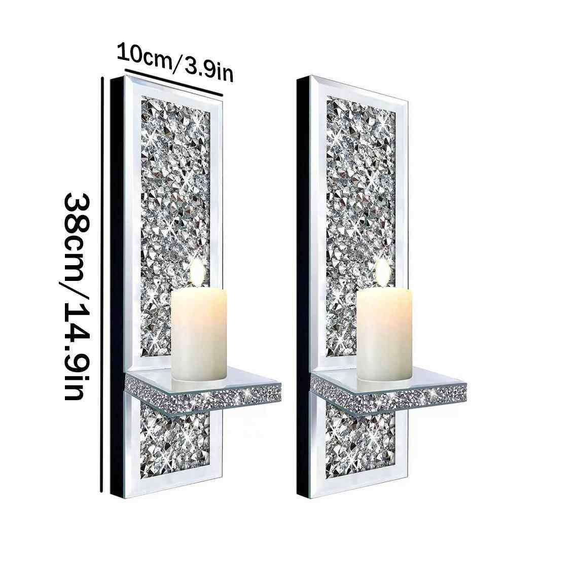 2个装镜面碎钻壁挂烛台置物架镜面墙挂烛台创意壁挂烛台跨境 - 图2