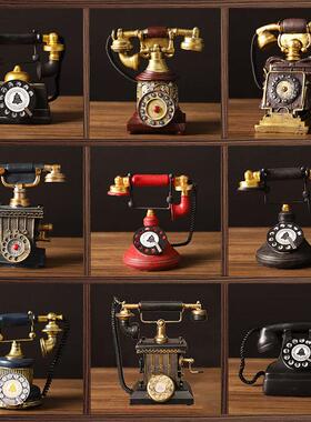 美式复古电话机模型摆件创意电视柜酒柜书房书架样板房装饰工艺品