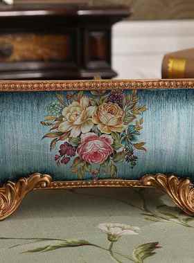 创意欧式收纳盒摆件复古遥控器盒书房桌面客厅茶几储物盒家居饰品