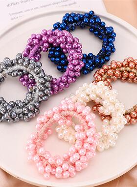6 Colors Elegant Pearl Hair Ties For Women Girls Scrunchies