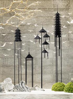 初夏大型工艺礼品摆饰铁艺凉亭落地雕塑摆件新中式酒店售楼庭院干