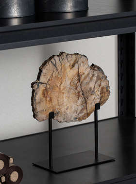 高级感艺术品天然木化石复古小众日式禅意中古名宿酒店餐边柜摆件