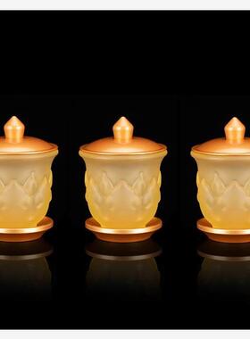 古玻璃佛像小供套、佛前观音用品、水果盘香炉