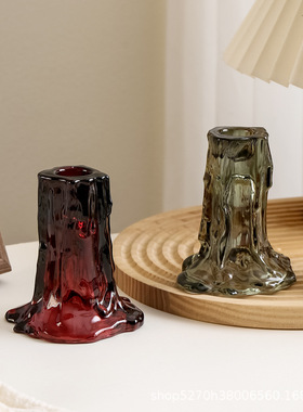 跨境复古树根水晶蜡烛装饰摆件