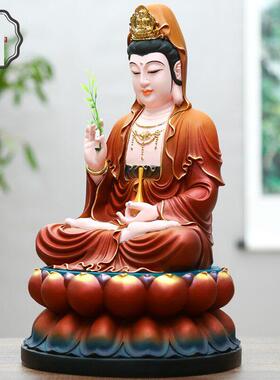 客厅供奉观音佛像家居观音饰品树脂观音佛菩萨古色观音皇后