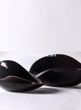 现代极简黑白陶瓷托盘民宿酒店售楼处样板间餐桌收纳水果盘摆件