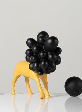 小众抽象派狮子动物艺术品摆设玄关桌面设计师搭配软装创意摆件