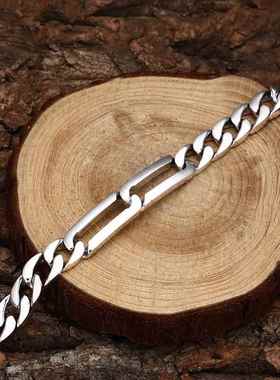 925纯银手链 百搭环扣环坦克手链 霸气潮流泰银复古做旧饰品