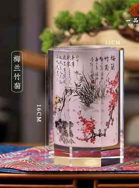 内画笔筒摆件一品堂马到成功办公室书桌摆设老师同学领导招财