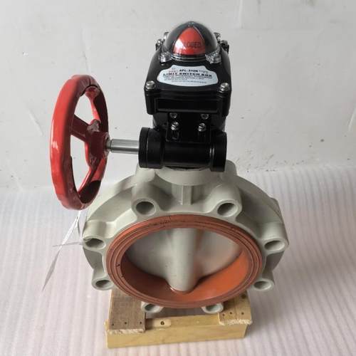 氟塑料UPVC材质蜗轮蝶阀配APL210N回信器DN40DN50DN300高耐腐蚀 - 图0