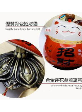 陶瓷招财店铺门饰铃风猫铃挂门11333饰意家居创礼品铜铃铛挂件
