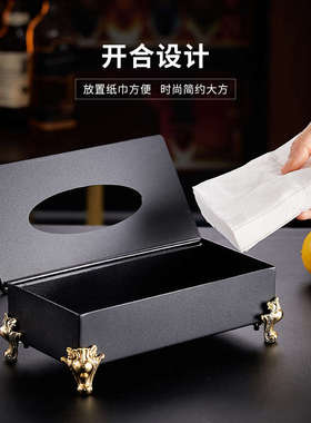 创意抽纸巾欧式酒店适用不锈钢ktv纸巾盒不锈钢盒方形餐厅纸盒子