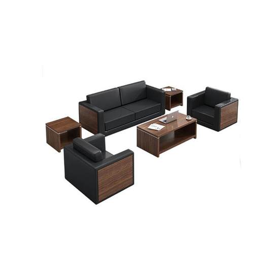 厂家直供办现代简约公沙发茶几组合接待洽谈室商务会客区真皮沙发