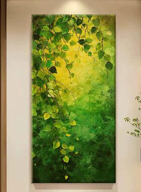 绿色森林阳光普照入户玄关背景墙装饰画绿植客厅大幅落地挂画过道