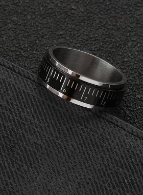 厂家直销简约潮男直尺钛钢指环