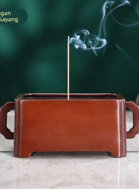 德祥缘紫铜朝冠耳马槽炉四方炉家用室内熏香炉线香炉宣德炉