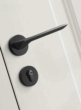 贝雷欧美式黑色门锁磁吸静音室内木门把手房门锁家用卧室分体门锁