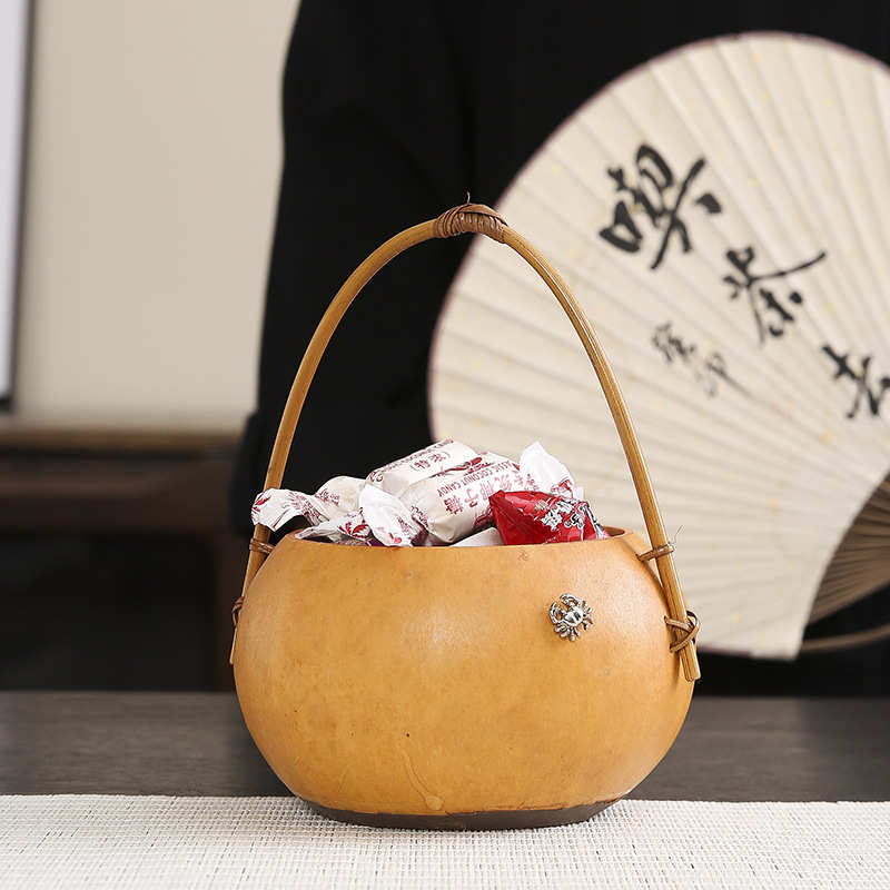 Creative handmade bamboo gourd basket bamboo storage box dried fruit snack box tea set storage basket