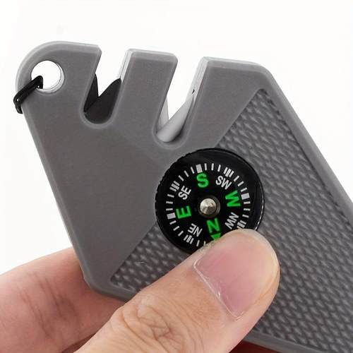 随身携带磨刀工具多功能户外便携式多功能钨钢磨刀器磨刀棒指南针 - 图1