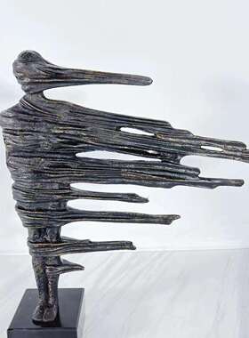 北欧现代黑色金属人像摆件雕塑样板房售楼处软装家居饰品