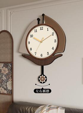 新帆船挂钟客厅装饰画钟表挂墙静音时钟家用餐厅卧室创意摇摆挂表