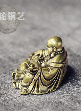纯黄铜实心弥勒佛摆件铜桌面居家摆饰笑口常开大肚佛像摆饰装饰品