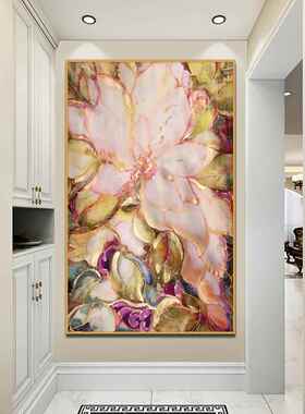 入口大厅可达豪华手工镶钻水晶瓷画《鲜花盛开财富美好寓意》客厅