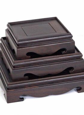 实木正方形摆件木质底座工艺品印章玉玺奇玉石头黑梓木底座木托